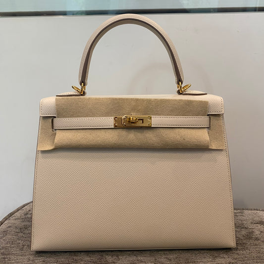 Kelly 25 craie sellier Gold Hardware