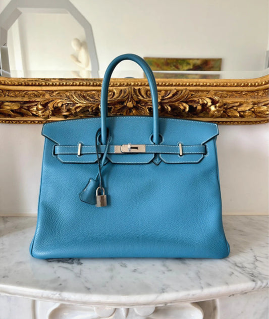 Birkin 35 bleu jean