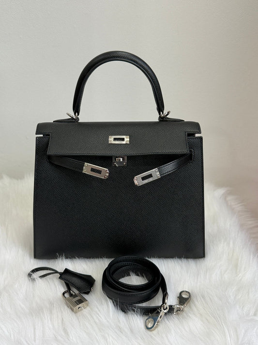 Kelly 25 Noir Palladium Hardware